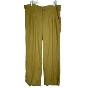 Athleta Lagoon 100% Linen Pants Women’s 14 Tall Green Moss Wide Leg Boho Coastal
